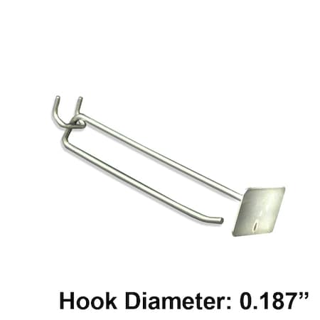 Azar Displays 6" Metal Wire Scan Hook: 0.187" Dia., PK50 700826-50PK